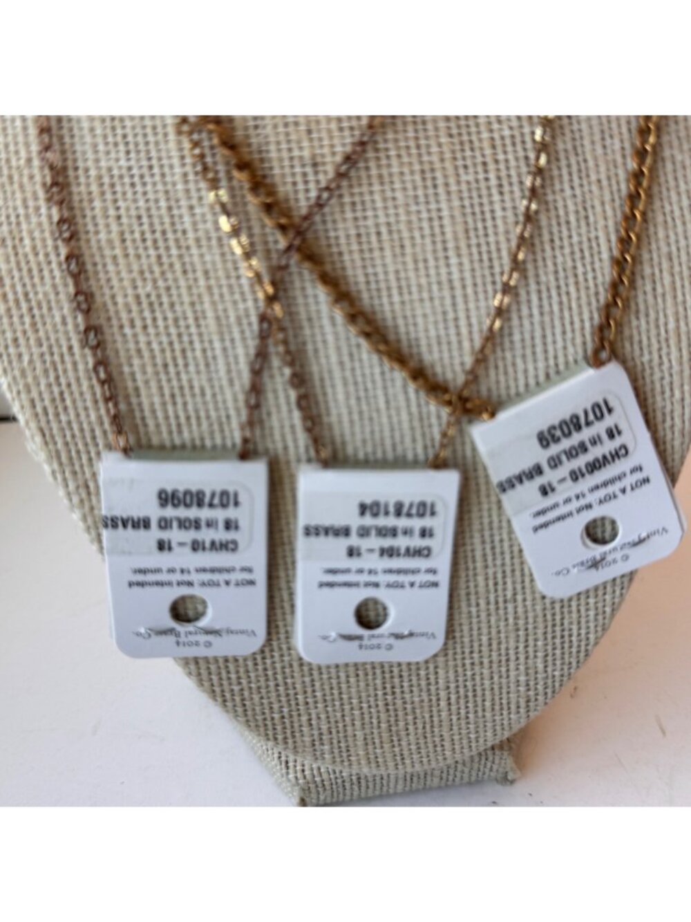 Solid Brass  18-Inch Necklace Jewlery Lot of 3 Vintaj Vogue Brass Co USA NWT New - Picture 3 of 12